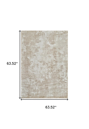 Homeroots 5' X 8' Cream And Beige Abstract Distressed Area Rug  Polypropylene 558821
