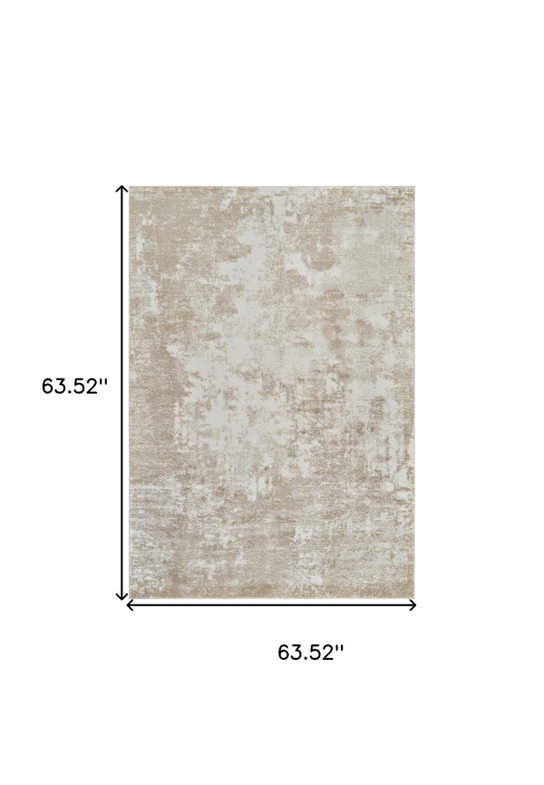 Homeroots 5' X 8' Cream And Beige Abstract Distressed Area Rug  Polypropylene 558821