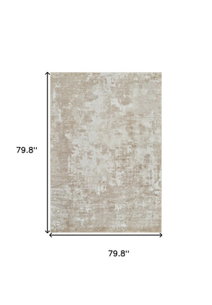 Homeroots 7' X 10' Cream And Beige Abstract Distressed Area Rug  Polypropylene 558822
