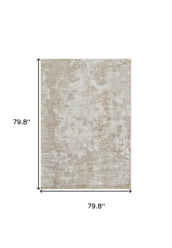 Homeroots 7' X 10' Cream And Beige Abstract Distressed Area Rug  Polypropylene 558822