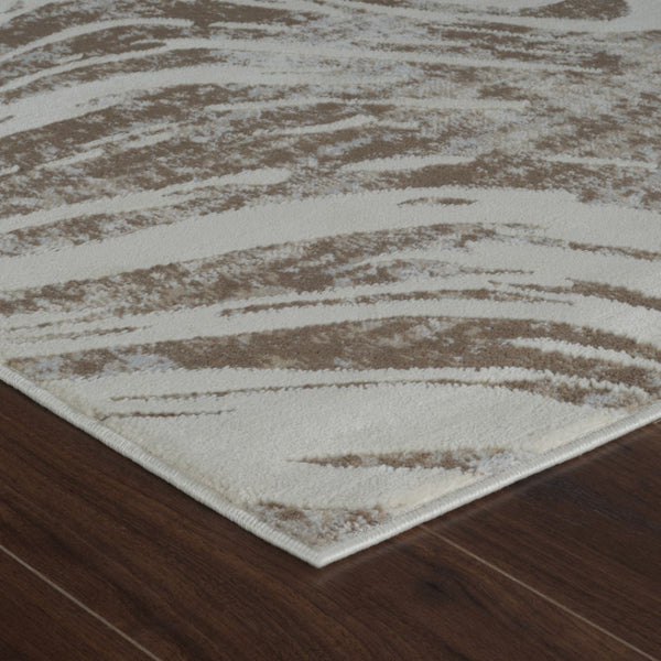 HomeRoots 4' Abstract Distressed Beige and Brown Area Rug - Stylish, Durable, and Easy-Care for Any Space 4' X 6' 558824
