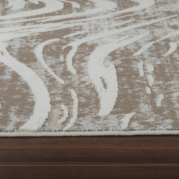 HomeRoots 4' Abstract Distressed Beige and Brown Area Rug - Stylish, Durable, and Easy-Care for Any Space 4' X 6' 558824