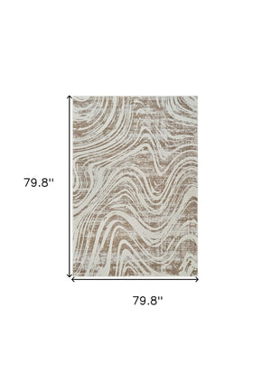 Homeroots 7' X 10' Beige And Brown Abstract Distressed Area Rug  Polypropylene 558826