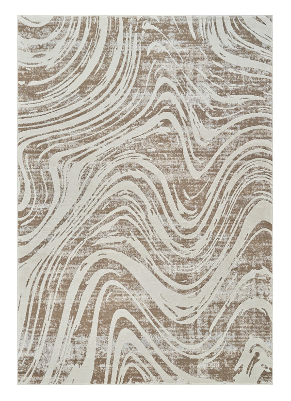 Homeroots 7' X 10' Beige And Brown Abstract Distressed Area Rug  Polypropylene 558826
