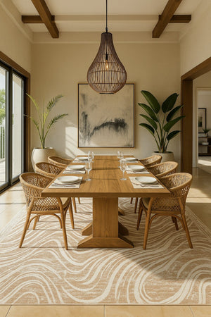 HomeRoots 4' Abstract Distressed Beige and Brown Area Rug - Stylish, Durable, and Easy-Care for Any Space 7' X 10' 558826