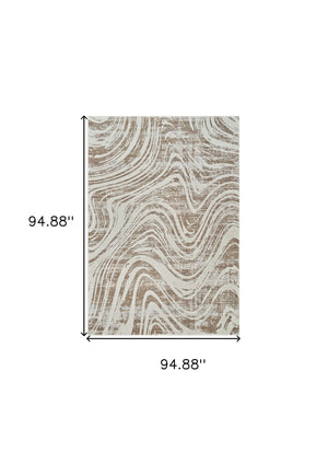 Homeroots 8' X 11' Beige And Brown Abstract Distressed Area Rug  Polypropylene 558827