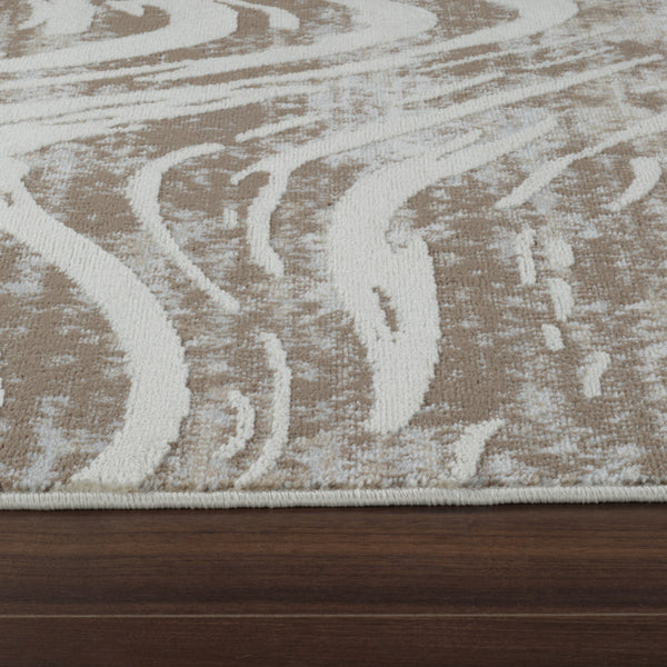 Homeroots 8' X 11' Beige And Brown Abstract Distressed Area Rug  Polypropylene 558827