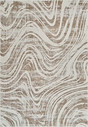 HomeRoots 4' Abstract Distressed Beige and Brown Area Rug - Stylish, Durable, and Easy-Care for Any Space 8' X 11' 558827