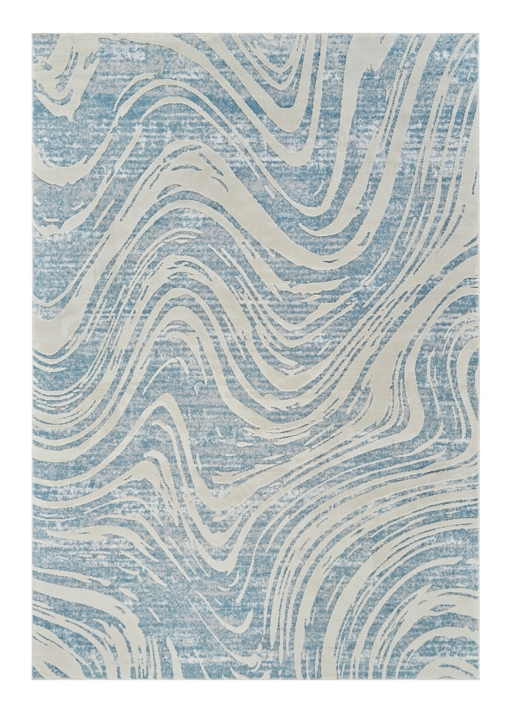 Homeroots 4' X 6' Blue And Beige Abstract Distressed Area Rug  Polypropylene 558828