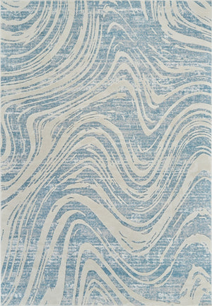 HomeRoots 4' Blue and Beige Abstract Distressed Area Rug – Stylish, Durable, and Perfect for High-Traffic Spaces 4' X 6' 558828