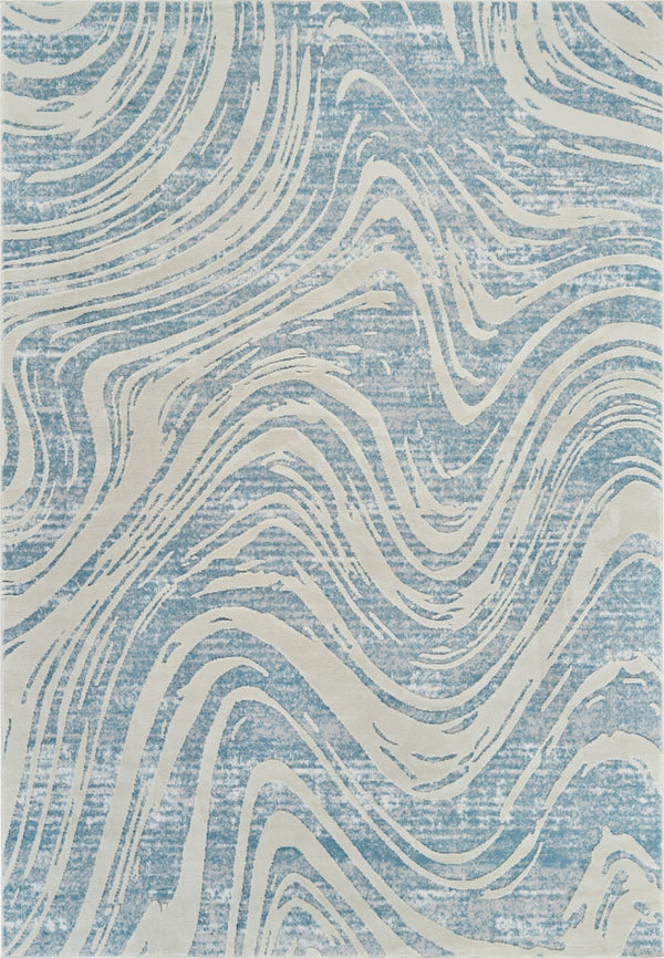 HomeRoots 4' Blue and Beige Abstract Distressed Area Rug – Stylish, Durable, and Perfect for High-Traffic Spaces 4' X 6' 558828