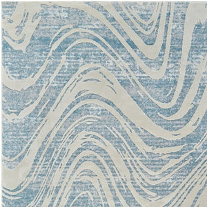 HomeRoots 4' Blue and Beige Abstract Distressed Area Rug – Stylish, Durable, and Perfect for High-Traffic Spaces 5' X 8' 558829