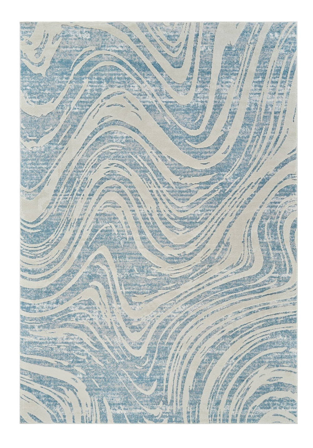 Homeroots 7' X 10' Blue And Beige Abstract Distressed Area Rug  Polypropylene 558830