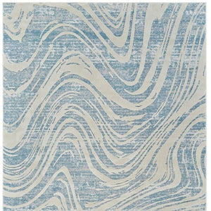 HomeRoots 4' Blue and Beige Abstract Distressed Area Rug – Stylish, Durable, and Perfect for High-Traffic Spaces 8' X 11' 558831