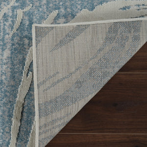 HomeRoots 4' Blue and Beige Abstract Distressed Area Rug – Stylish, Durable, and Perfect for High-Traffic Spaces 8' X 11' 558831