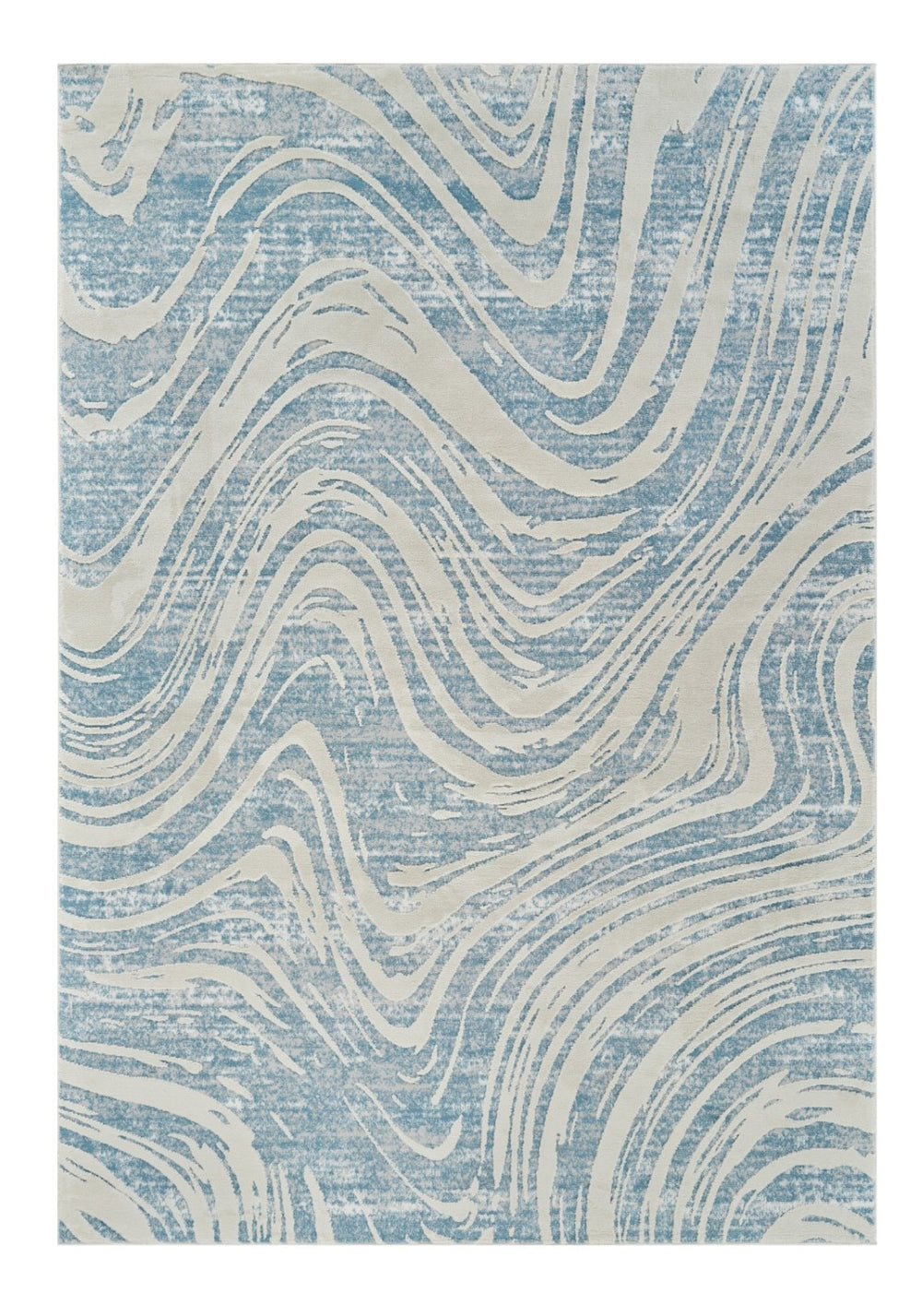 HomeRoots 4' Blue and Beige Abstract Distressed Area Rug – Stylish, Durable, and Perfect for High-Traffic Spaces 8' X 11' 558831