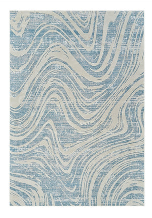 HomeRoots 4' Blue and Beige Abstract Distressed Area Rug – Stylish, Durable, and Perfect for High-Traffic Spaces 8' X 11' 558831