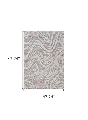 Homeroots 4' X 6' Beige And Purple Abstract Distressed Area Rug  Polypropylene 558832