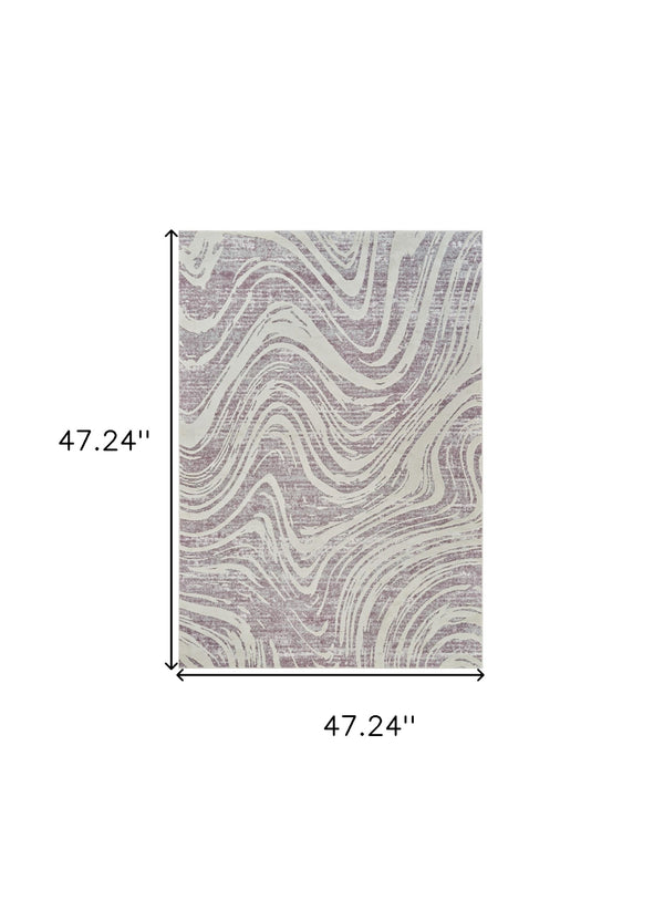 Homeroots 4' X 6' Beige And Purple Abstract Distressed Area Rug  Polypropylene 558832