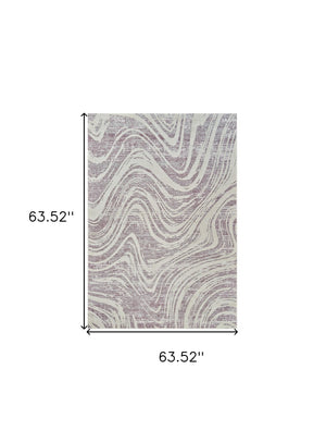 Homeroots 5' X 8' Beige And Purple Abstract Distressed Area Rug  Polypropylene 558833