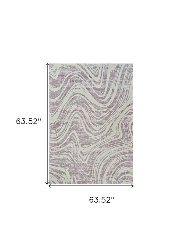 Homeroots 5' X 8' Beige And Purple Abstract Distressed Area Rug  Polypropylene 558833