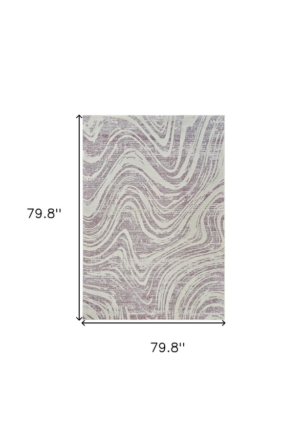 Homeroots 7' X 10' Beige And Purple Abstract Distressed Area Rug  Polypropylene 558834