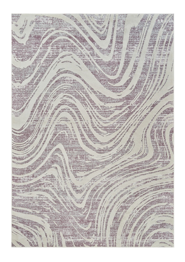 Homeroots 7' X 10' Beige And Purple Abstract Distressed Area Rug  Polypropylene 558834