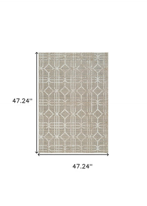 HomeRoots 4' Beige and Brown Abstract Distressed Area Rug - Modern, Durable, Easy-Care Design for Any Room 4' X 6' 558836