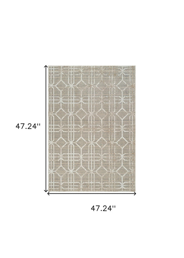 HomeRoots 4' Beige and Brown Abstract Distressed Area Rug - Modern, Durable, Easy-Care Design for Any Room 4' X 6' 558836