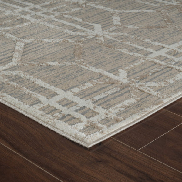 HomeRoots 4' Beige and Brown Abstract Distressed Area Rug - Modern, Durable, Easy-Care Design for Any Room 4' X 6' 558836