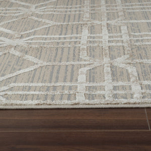 HomeRoots 4' Beige and Brown Abstract Distressed Area Rug - Modern, Durable, Easy-Care Design for Any Room 4' X 6' 558836