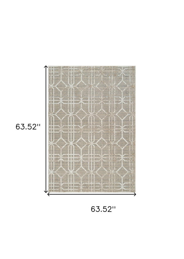 Homeroots 5' X 8' Beige And Brown Abstract Distressed Area Rug  Polypropylene 558837