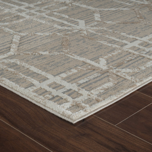 Homeroots 5' X 8' Beige And Brown Abstract Distressed Area Rug  Polypropylene 558837