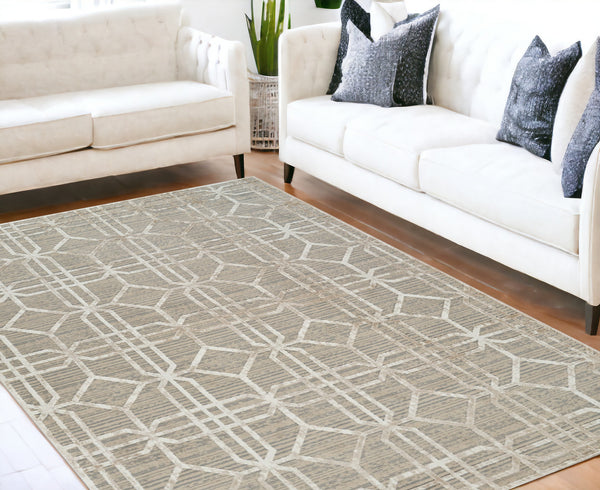 Homeroots 5' X 8' Beige And Brown Abstract Distressed Area Rug  Polypropylene 558837