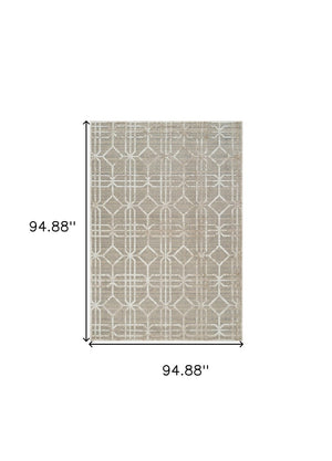 HomeRoots 4' Beige and Brown Abstract Distressed Area Rug - Modern, Durable, Easy-Care Design for Any Room 8' X 11' 558839