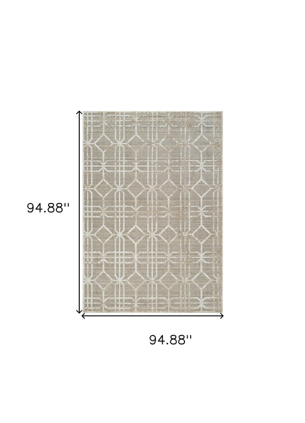 HomeRoots 4' Beige and Brown Abstract Distressed Area Rug - Modern, Durable, Easy-Care Design for Any Room 8' X 11' 558839