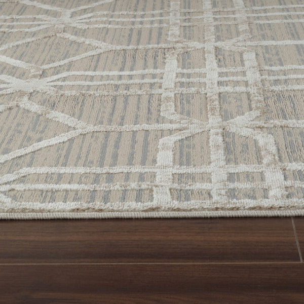 HomeRoots 4' Beige and Brown Abstract Distressed Area Rug - Modern, Durable, Easy-Care Design for Any Room 8' X 11' 558839