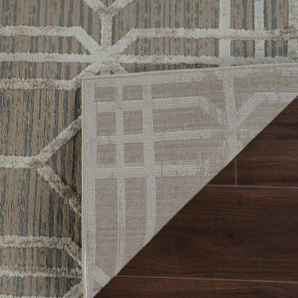HomeRoots 4' Beige and Brown Abstract Distressed Area Rug - Modern, Durable, Easy-Care Design for Any Room 8' X 11' 558839
