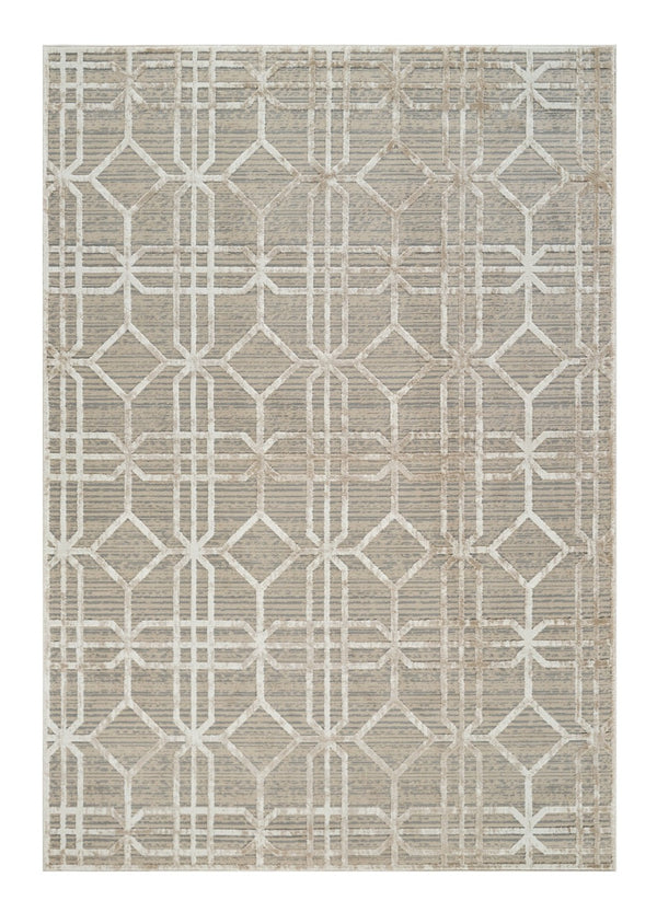 HomeRoots 4' Beige and Brown Abstract Distressed Area Rug - Modern, Durable, Easy-Care Design for Any Room 8' X 11' 558839