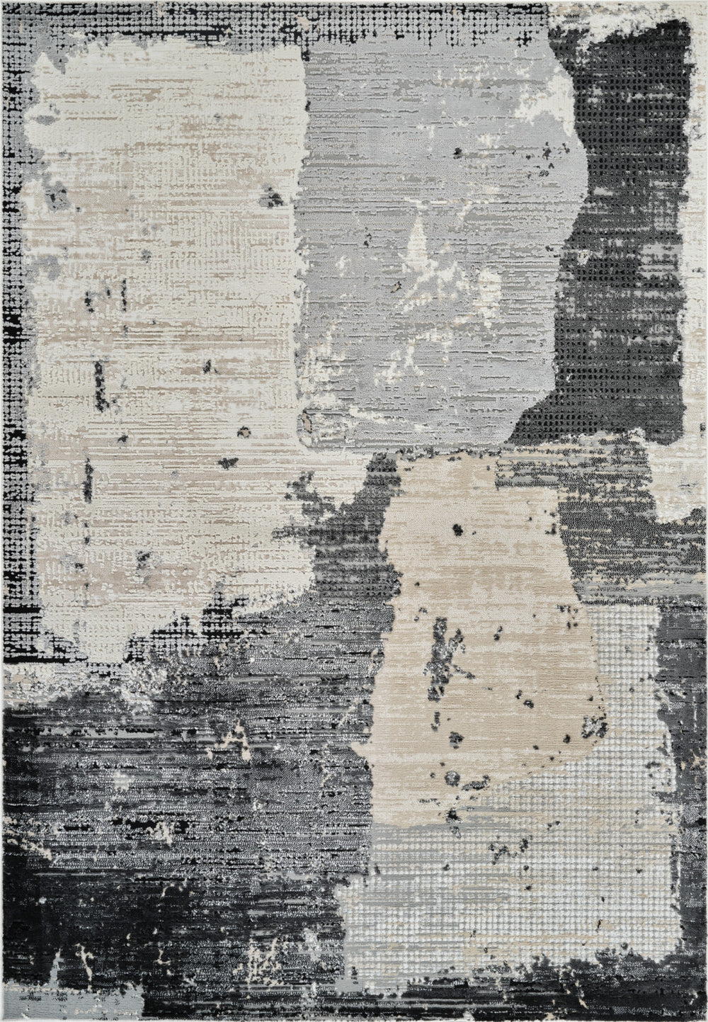 Homeroots 4' X 6' Beige And Black Abstract Distressed Area Rug  Polypropylene 558840