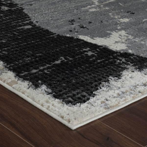 Homeroots 7' X 10' Beige And Black Abstract Distressed Area Rug  Polypropylene 558842