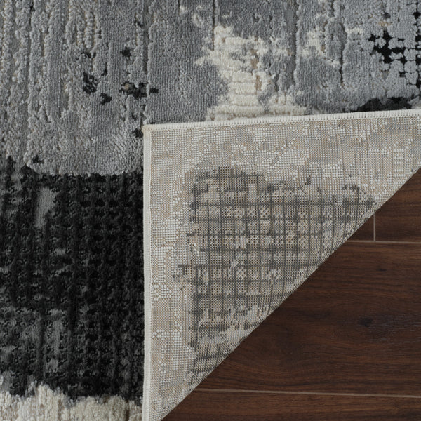 Homeroots 8' X 11' Beige And Black Abstract Distressed Area Rug  Polypropylene 558843