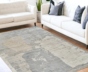 HomeRoots 4' Gray and Cream Abstract Distressed Area Rug - Modern Design for Any Space, Easy Care & Stylish Charm 5' X 8' 558845