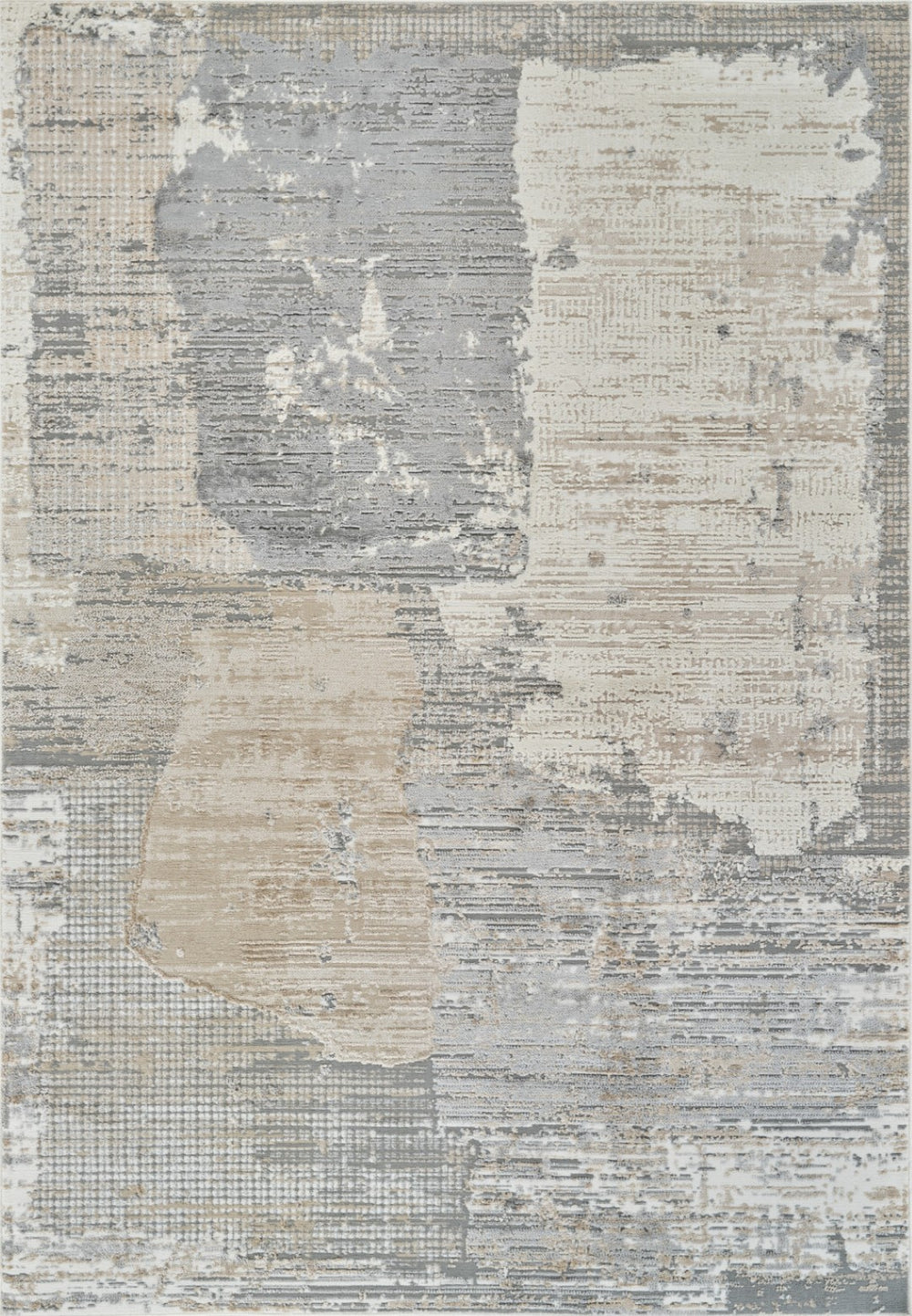 HomeRoots 4' Gray and Cream Abstract Distressed Area Rug - Modern Design for Any Space, Easy Care & Stylish Charm 7' X 10' 558846