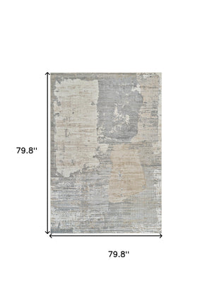 Homeroots 7' X 10' Gray And Cream Abstract Distressed Area Rug  Polypropylene 558846