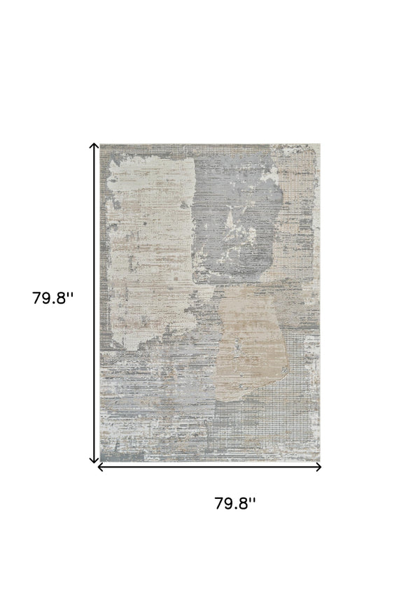 Homeroots 7' X 10' Gray And Cream Abstract Distressed Area Rug  Polypropylene 558846