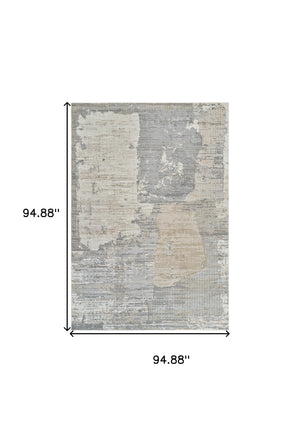 Homeroots 8' X 11' Cream And Beige Abstract Distressed Area Rug  Polypropylene 558847