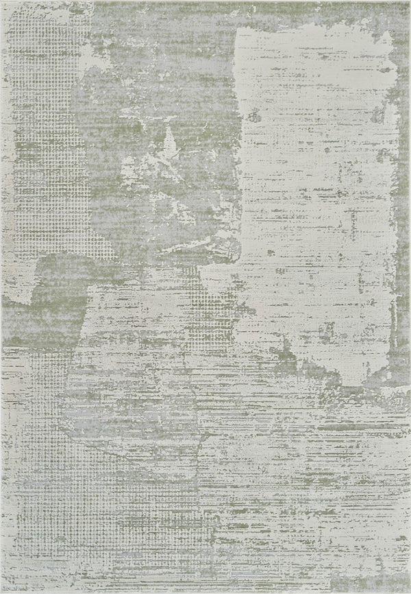 HomeRoots 4' Beige and Green Abstract Distressed Area Rug - Stylish, Stain-Resistant Design for Home Spaces 4' X 6' 558848