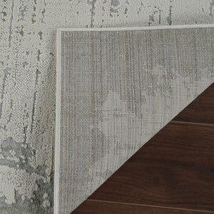 HomeRoots 4' Beige and Green Abstract Distressed Area Rug - Stylish, Stain-Resistant Design for Home Spaces 4' X 6' 558848