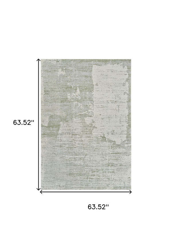 Homeroots 5' X 8' Beige And Green Abstract Distressed Area Rug  Polypropylene 558849